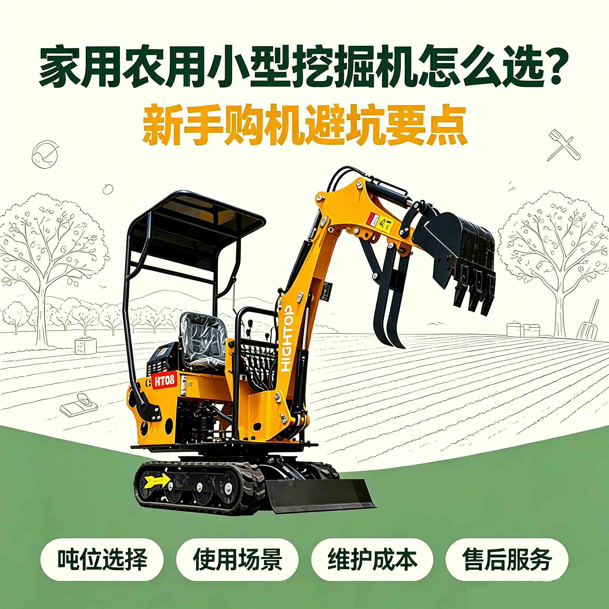 家用农用小型挖掘机怎么选 新手购机避坑要点 HT08 微挖选型指南